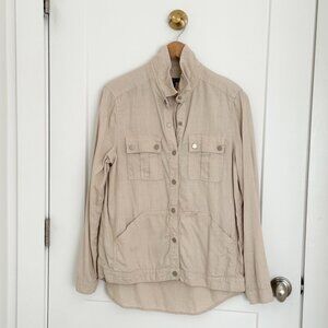 LEVEL 99 BEIGE SAFARI SHIRT WITH SNAPS. SIZE L